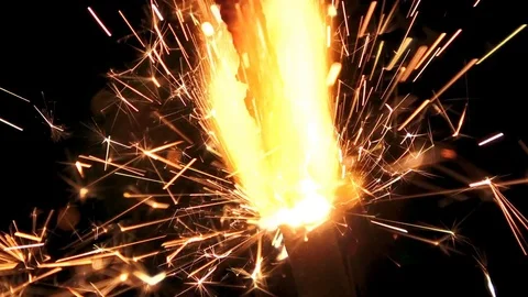 Firework sparkler burning isolated from top to bottom Stock Footage 69808257