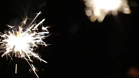 Firework sparkler burning in macro shot Видео 71139117