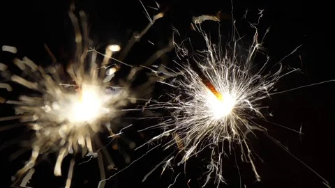 Firework sparkler burning in macro shot Видео 71200387