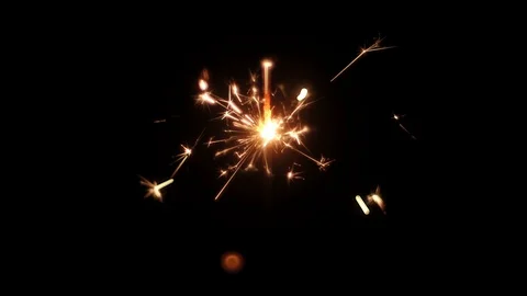 Firework sparkler burning at night, slow motion Stock Footage 99179643