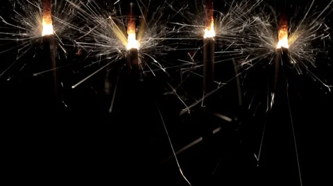 Firework sparklers on black Stock Footage 36437148