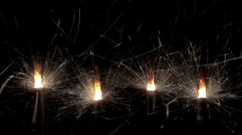 Firework sparklers on black Stock Footage 36437506