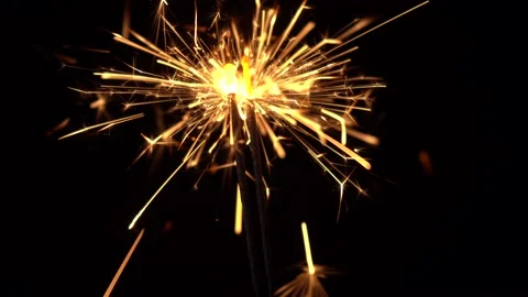 Firework sparklers lighting at new year party, close up. Stock Footage 143909829