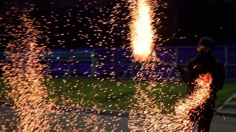 Firework with sparks slowmotion Stock Footage 98224488