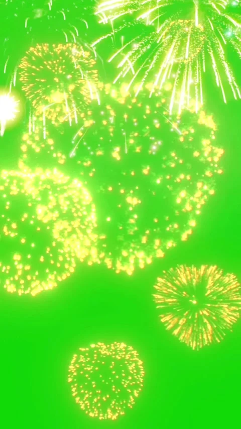 Firework Speakers Gold Green 4K Chroma Key Vertical Overlay Stock-Footage 304510170