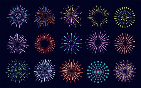Firework sunburst sun rays salute spark fire party Stock Illustration
