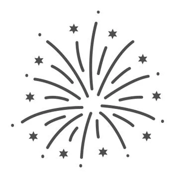 Firework thin line icon, Explosive pyrotechnic show concept, Fireworks with Stock Illustration