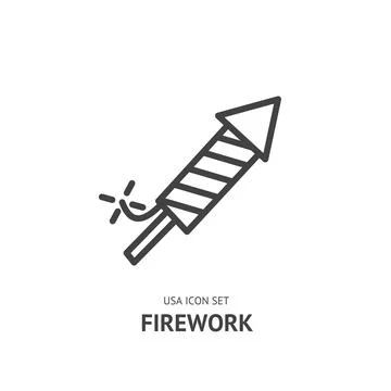Firework Usa Black Thin Line Icon American Symbol Concept. Vector 스톡 일러스트