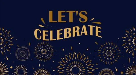 Firework vector background. Celebrate pattern with simple flat golden firew.. Stock Illustration