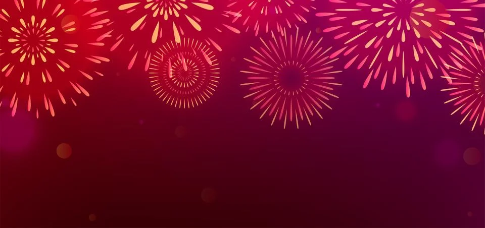 Firework vector background. Realistic blur light fire work banner. Color Stock Illustration