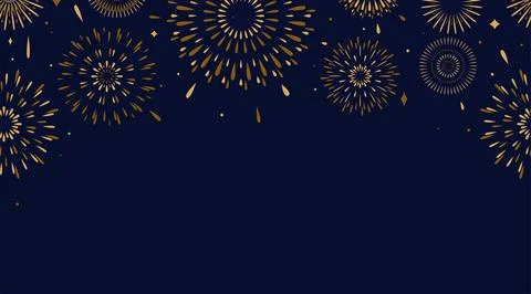 Firework vector seamless border background. Celebrate pattern with simple fla Stock Illustration