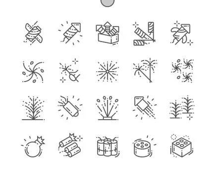 Firework Well-crafted Pixel Perfect Vector Thin Line Icons 30 2x Grid for Web イラスト素材
