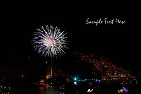 Firework white firework over Chaophraya river Bangkok on Father s day,Bang... Fotos Stock