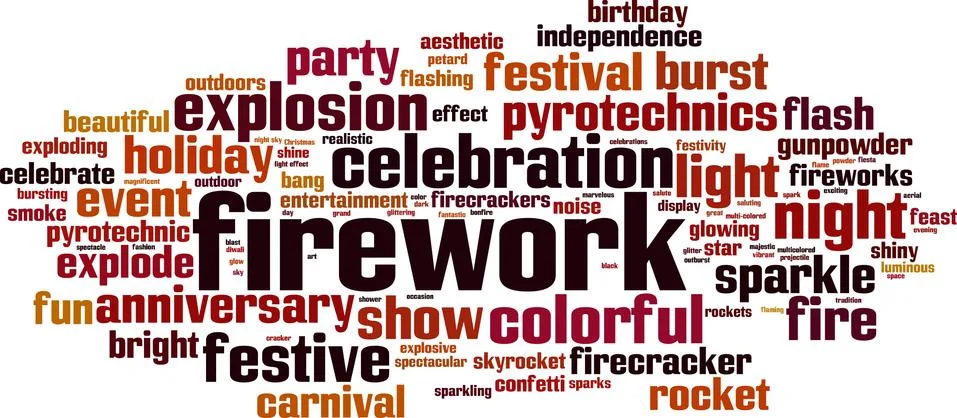 Firework word cloud Illustrazione stock