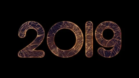 Fireworks in 2019 text on black background with alpha / transperancy Stock Footage 99036735