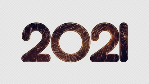 Fireworks in 2021 text on black background with alpha channel Stock Footage 143312862