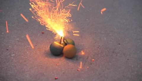 Fireworks 4th Of July SMOKE BOMBS Stock Footage 7733067