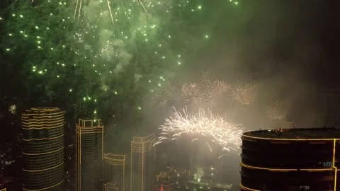 Fireworks above the building 動画素材 197471125