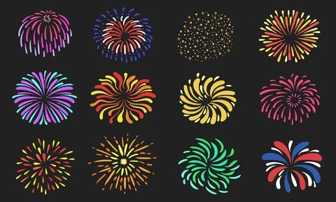 Fireworks abstract elements collection vector illustration イラスト素材