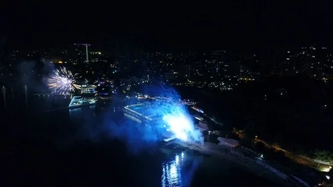 Fireworks aerial view Stock Footage 103752966