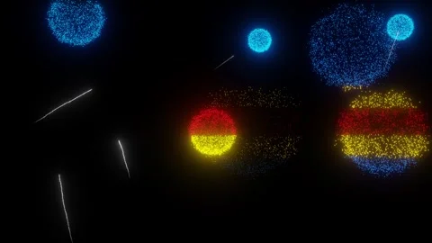 Fireworks of the Alandic Flag (w/Matte) Stock Footage 280125498
