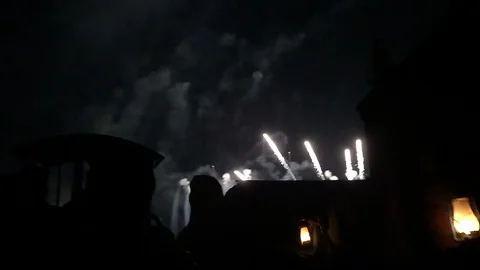 Fireworks at Amusement Park Stock Footage 110762386