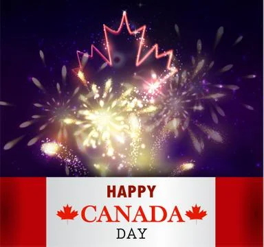 Fireworks and Canada flag Stock Illustration