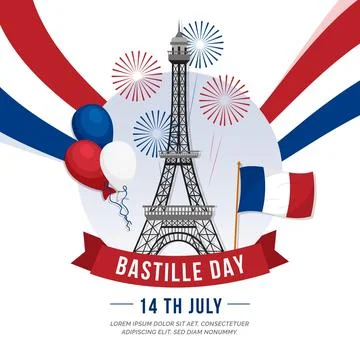 Fireworks and eiffel tower bastille day Stock Illustration