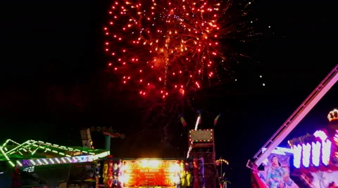Fireworks and Rides Stock Footage 51848292
