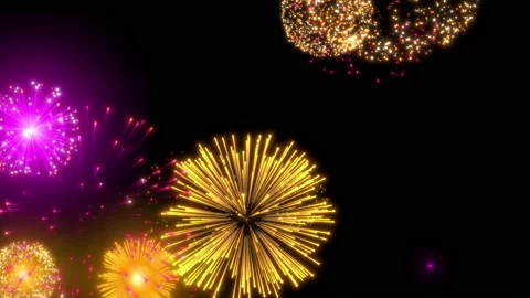 Fireworks animation on black background loop Stock Footage 141114741