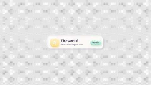 Fireworks Animation Notification Ui Element with Glowing Icons Stock Footage 348546921