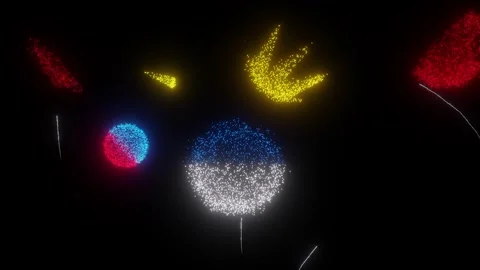 Fireworks of the Antiguan Flag (w/Matte) Stock Footage 281126485