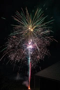 Fireworks are a class of low explosive pyrotechnic devices used for aesthet.. Stock Photos