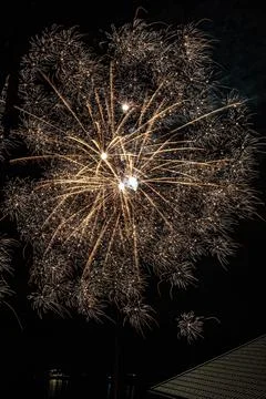Fireworks are a class of low explosive pyrotechnic devices used for aesthet.. Stock Photos