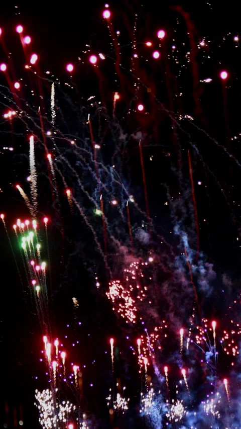 Fireworks are low explosive pyrotechnic devices used for aesthetic Stock Footage 301309363
