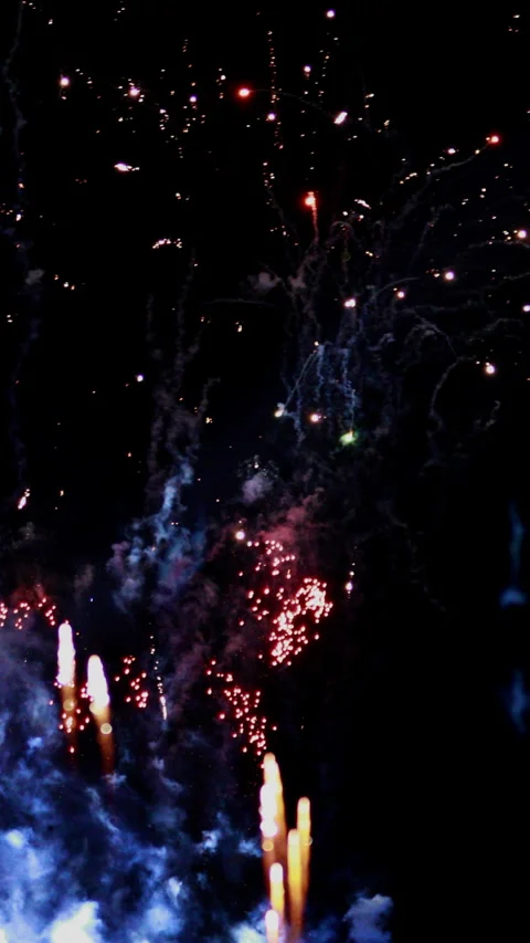 Fireworks are low explosive pyrotechnic devices used for aesthetic Stock Footage 301309530