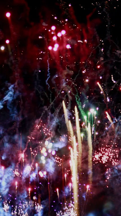 Fireworks are low explosive pyrotechnic devices used for aesthetic Stock Footage 301370457