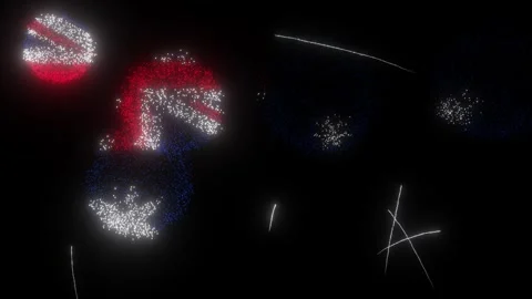 Fireworks of the Australian Flag (w/Matte) Stock Footage 282836404