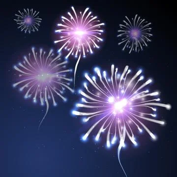 Fireworks background on blue. Stock Illustration