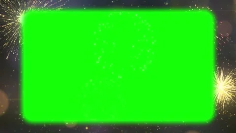 Fireworks background with green screen. Festive pyrotechnics overlay for video Stock Footage 340943533
