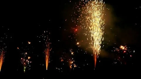 Fireworks on the background of the night sky Stock Footage 79156860