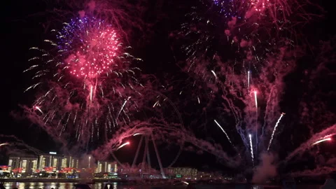 Fireworks on the background of the wheel Stock Footage 135518027