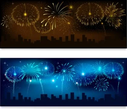 Fireworks banner Stock Illustration