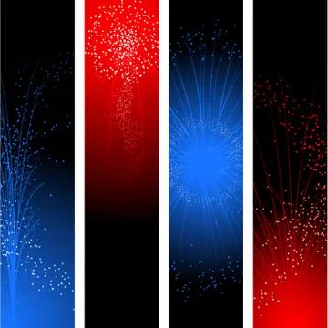 Fireworks banners Stock Illustration