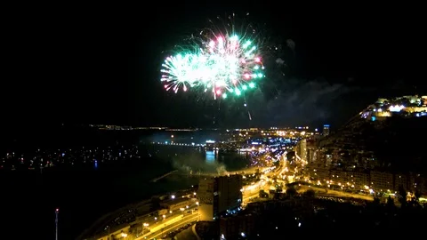Fireworks on the beach of Alicante. Stock Footage 111774035