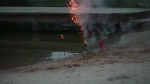 Fireworks on a beach Stock Footage 474601