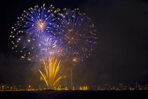 Fireworks on the beach Stockfoto's