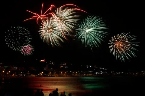 Fireworks on a beach Stock Photos