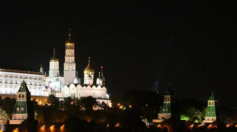 Fireworks behind Kremlin Stock Footage 45159515