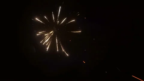 Fireworks on black background 4K Stock Footage 87450849